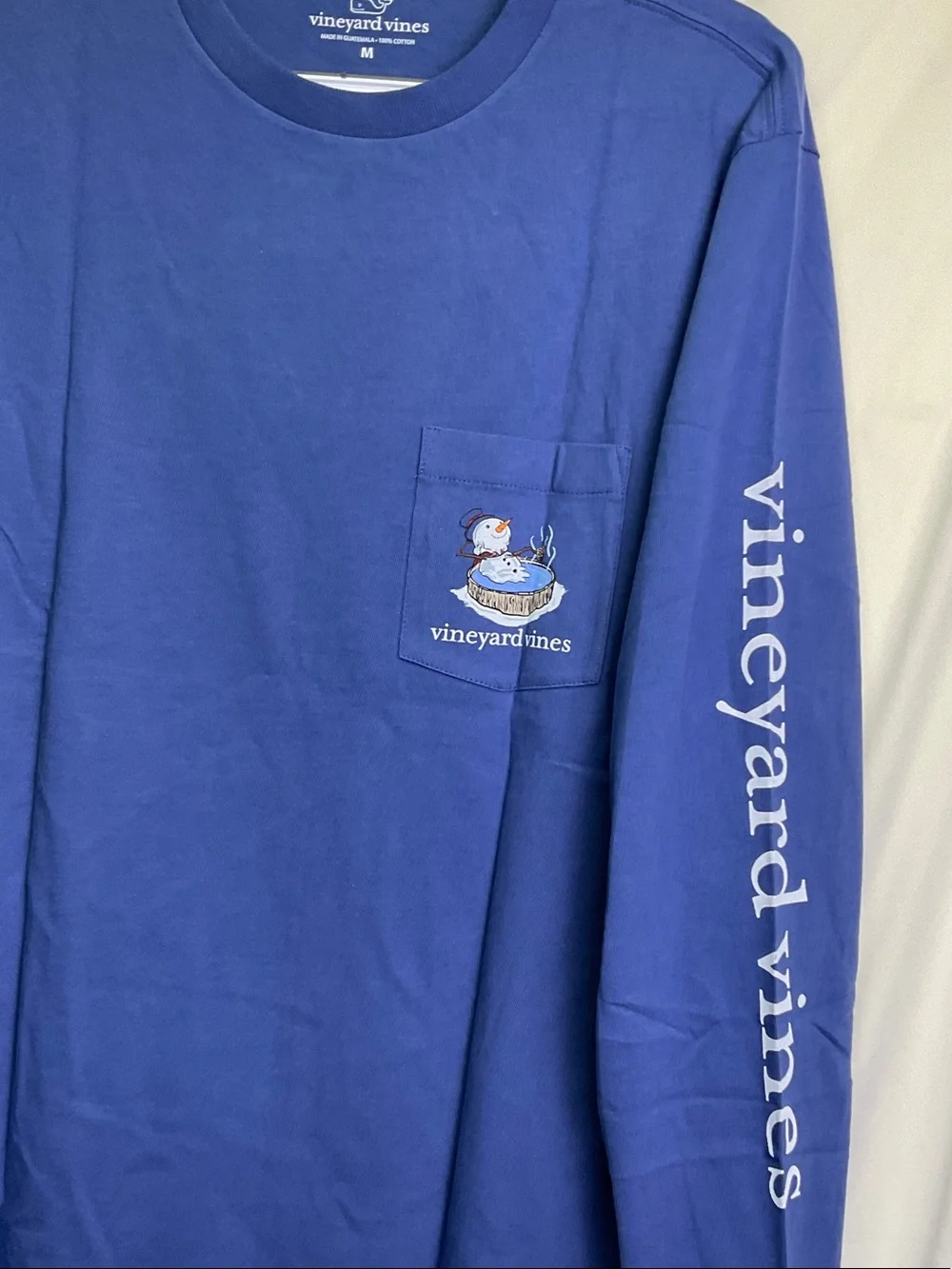 Vineyard Vines “Hot Toddy Snowman“ Pocket Long Sleeve Tee - Moonshine